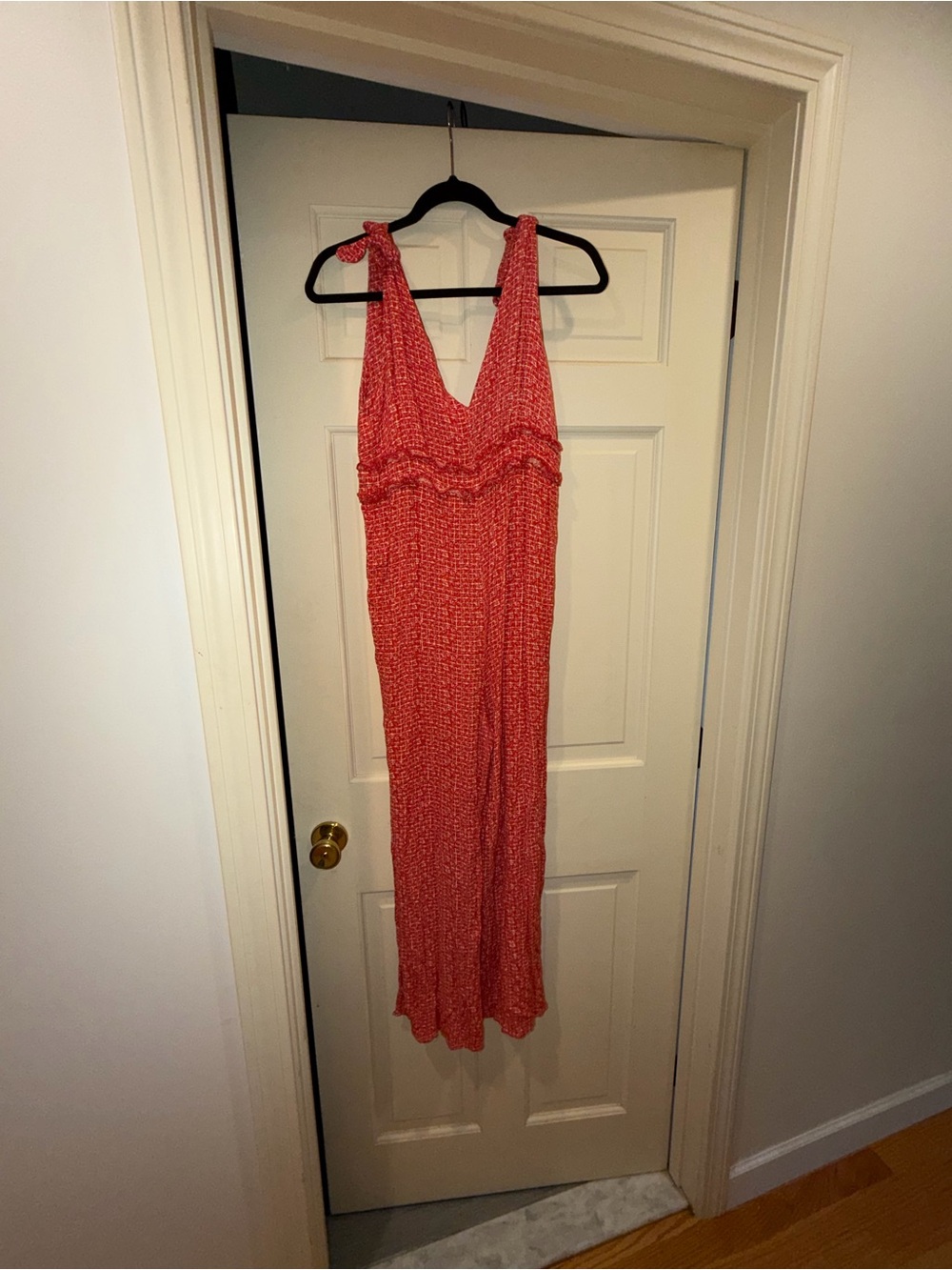 Shinestar Coral Red Sleeveless V-Neck Maxi Dress